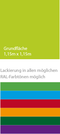 Lackierung in RAL Farben möglich Farbflächen aus dem RAL Farbspecktrum